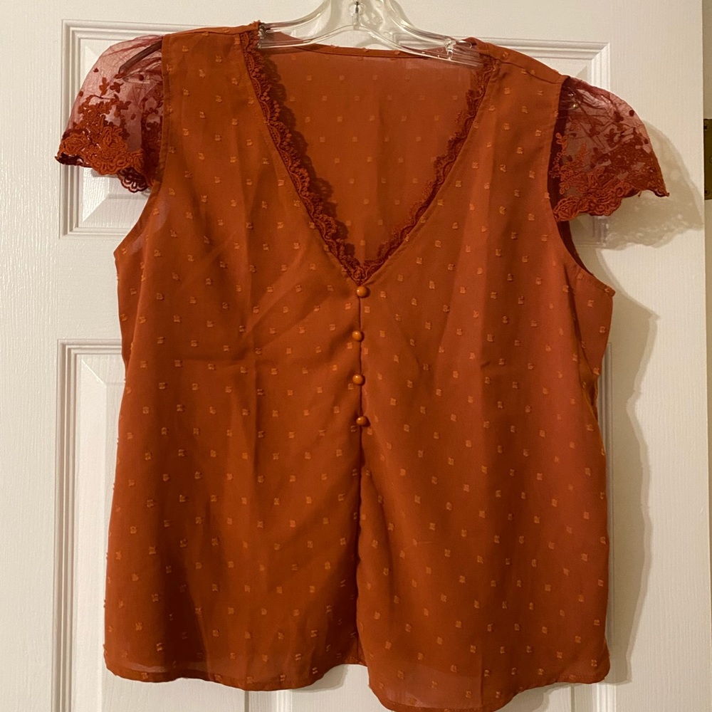 Burnt orange lace top